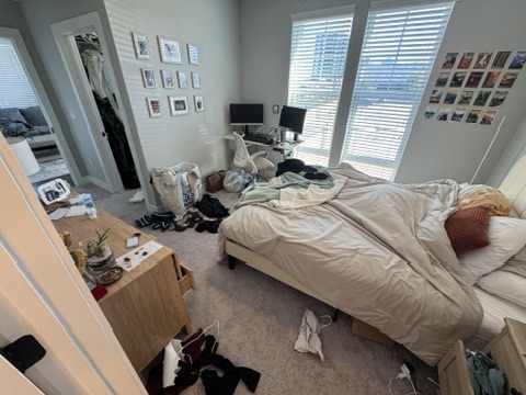 The bedroom before cleaning