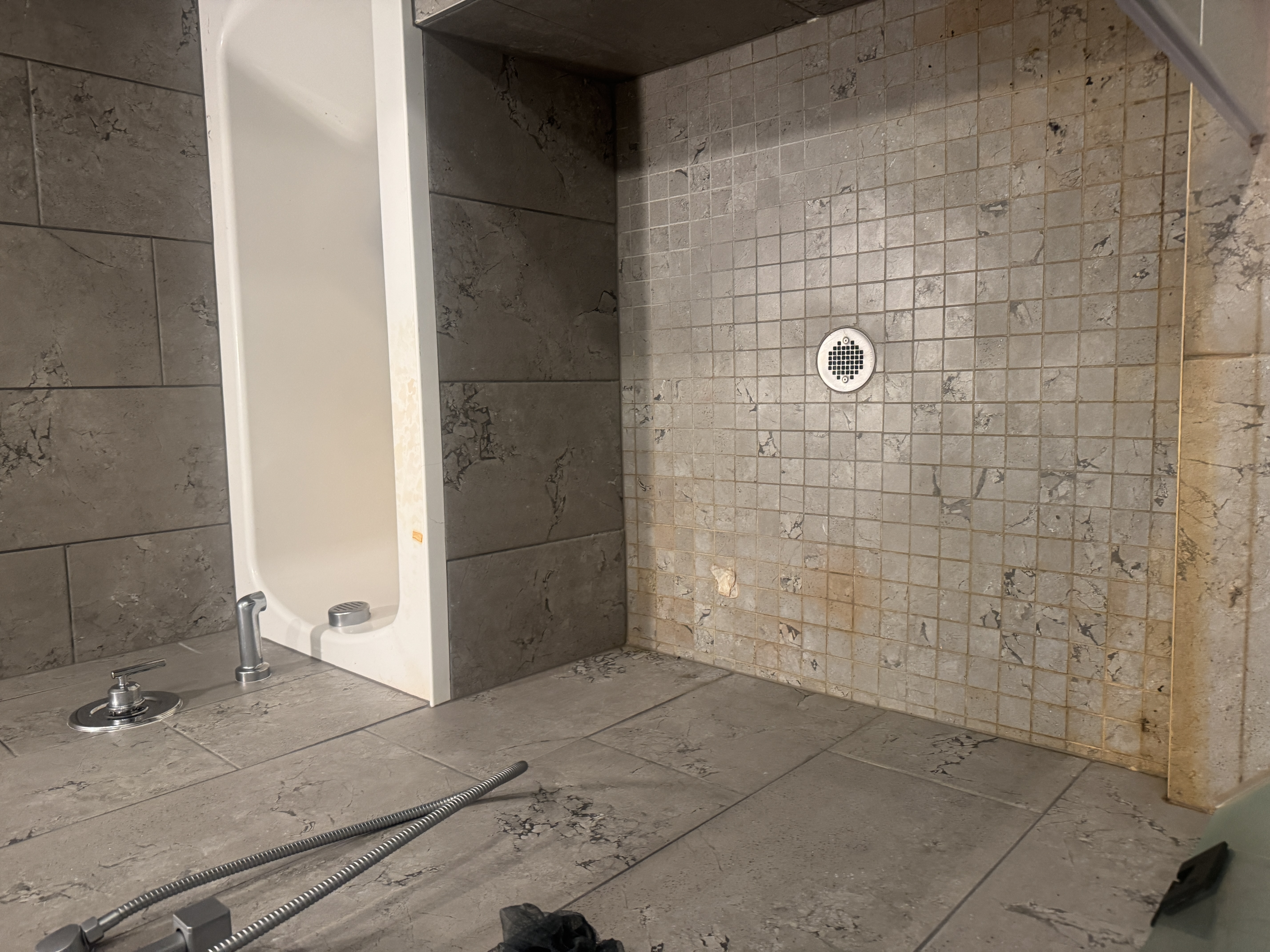 The shower before cleaning